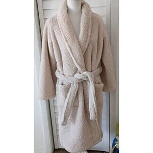 Pottery Barn Sherpa belted robe shawl collar pockets M